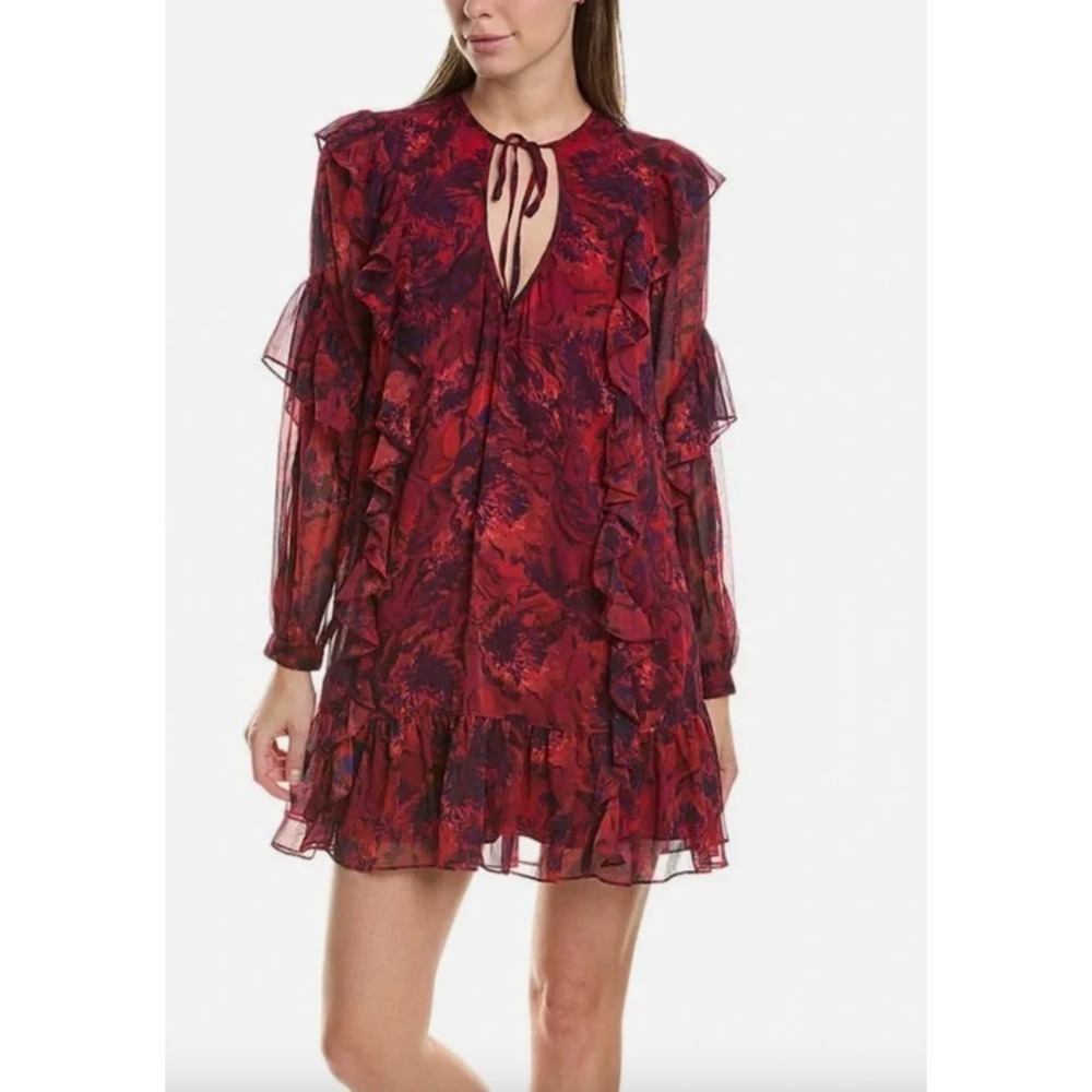 CINQ A SEPT Livie Tiered Long Sleeve Mini Dress